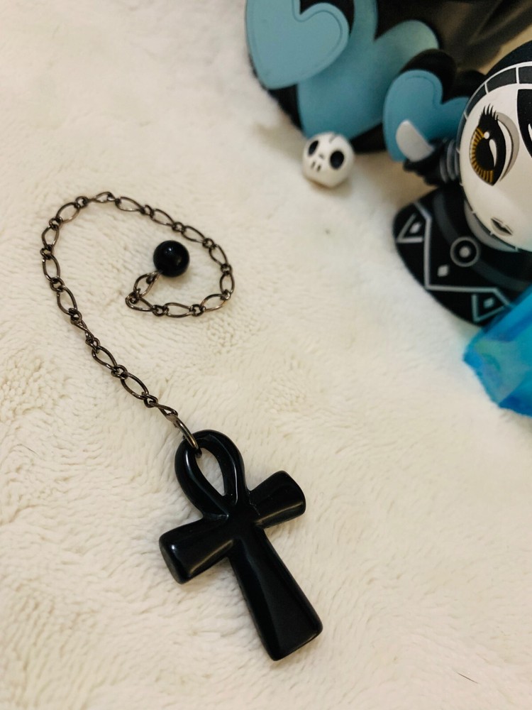 Ankh Black Stone Pendulum Dowsing, amplifying, restore focus & transform