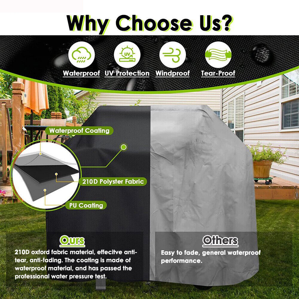 Heavy Duty BBQ Grill Cover Waterproof UV & Fade Resistant Gas Grill Protector