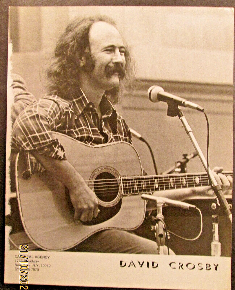 DAVID CROSBY : (RARE VINTAGE ORIG, ROCK & ROLL RECORD PROMO PHOTO) 70.S -90,S