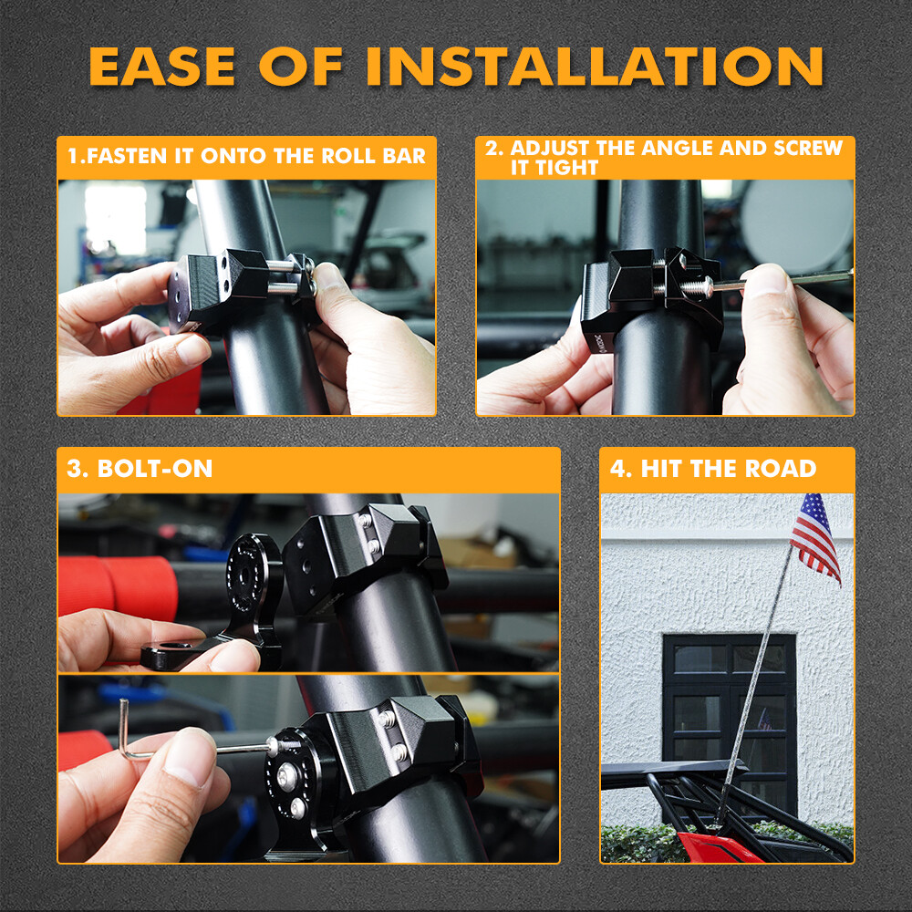 ATV UTV Mount Bracket For LED Whip Light Bar Led Pods 1.75”-2” Roll Bar Cage