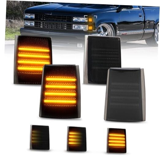 Front Corner Light Assembly Compatible with 88-93 Chevy C/K 1500 Dynamic Amber