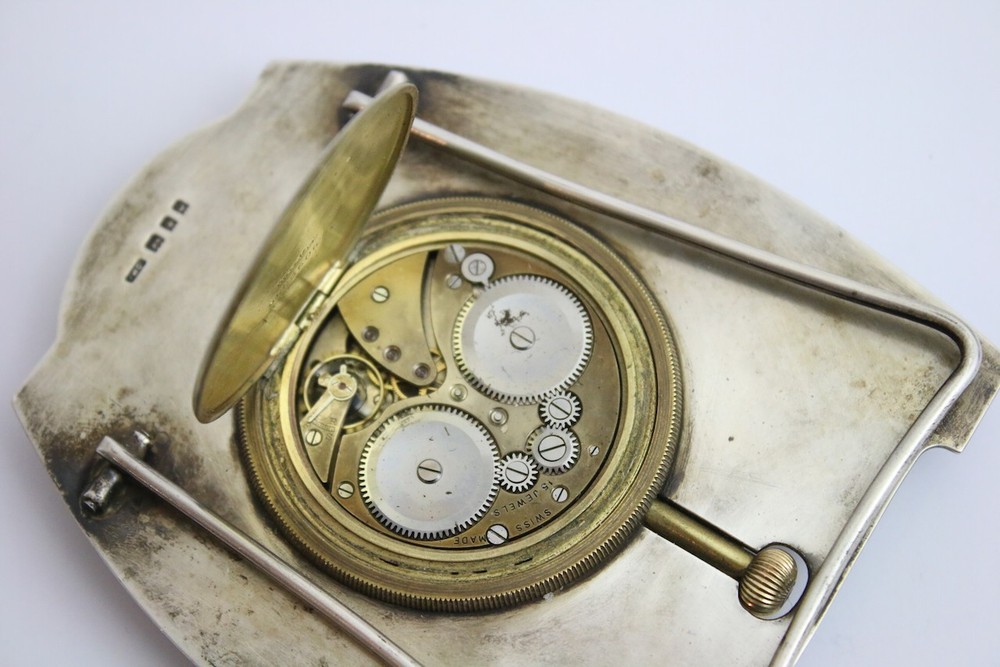 Sterling solid silver 8 day art deco clock working well hallmarked