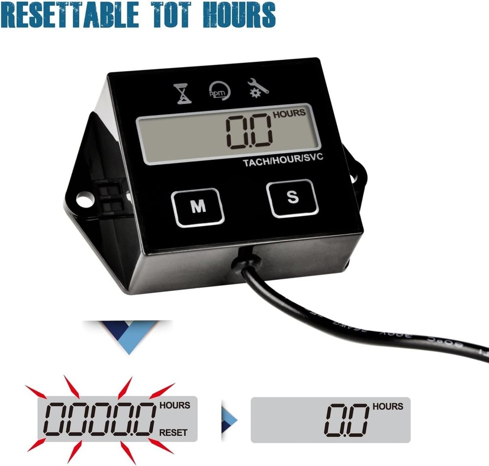 Multifunctional Hour Meter & Tachometer - Engine RPM and Maintenance Tracker