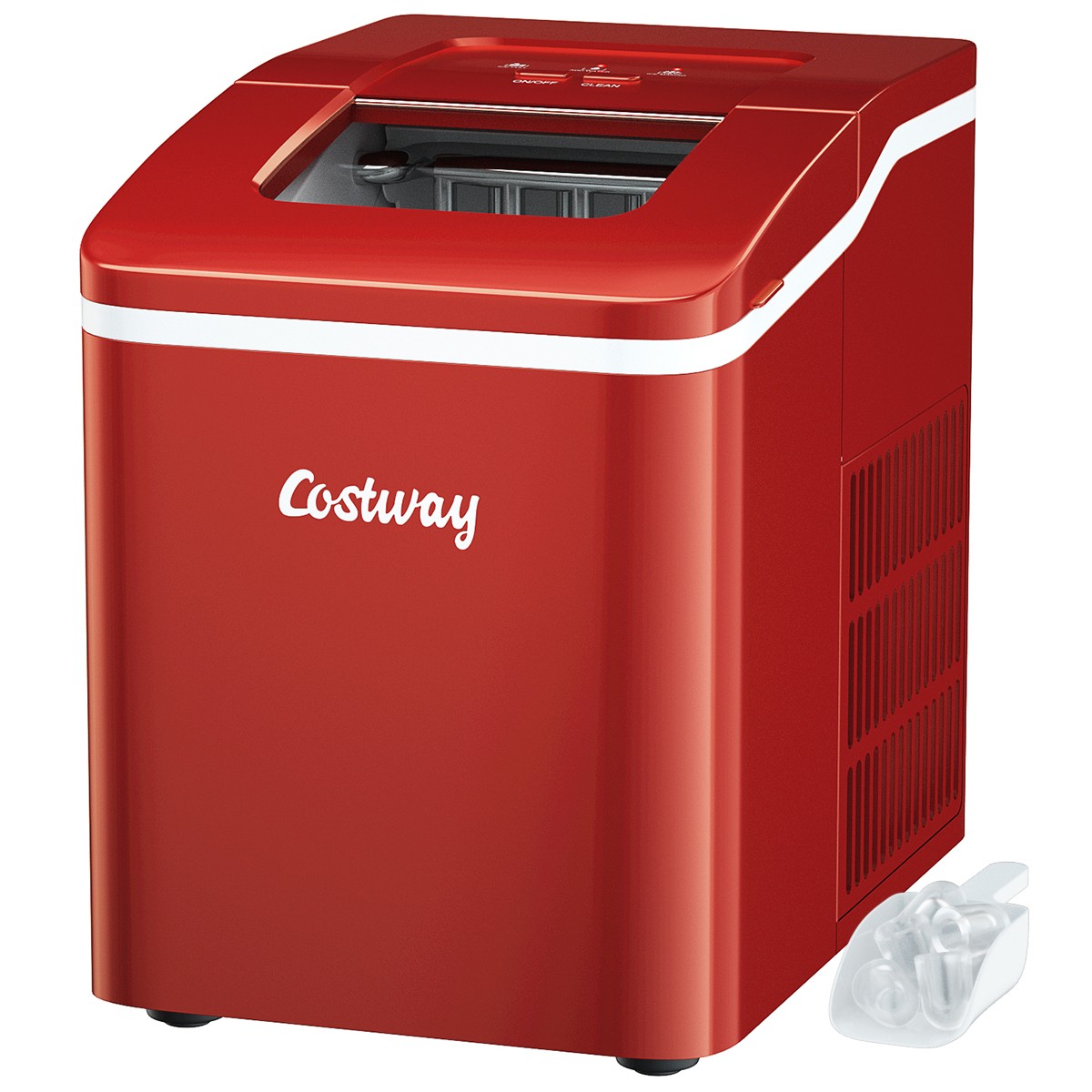 Portable Ice Maker Machine Countertop 26Lbs/24H Self-cleaning w/ Scoop Red