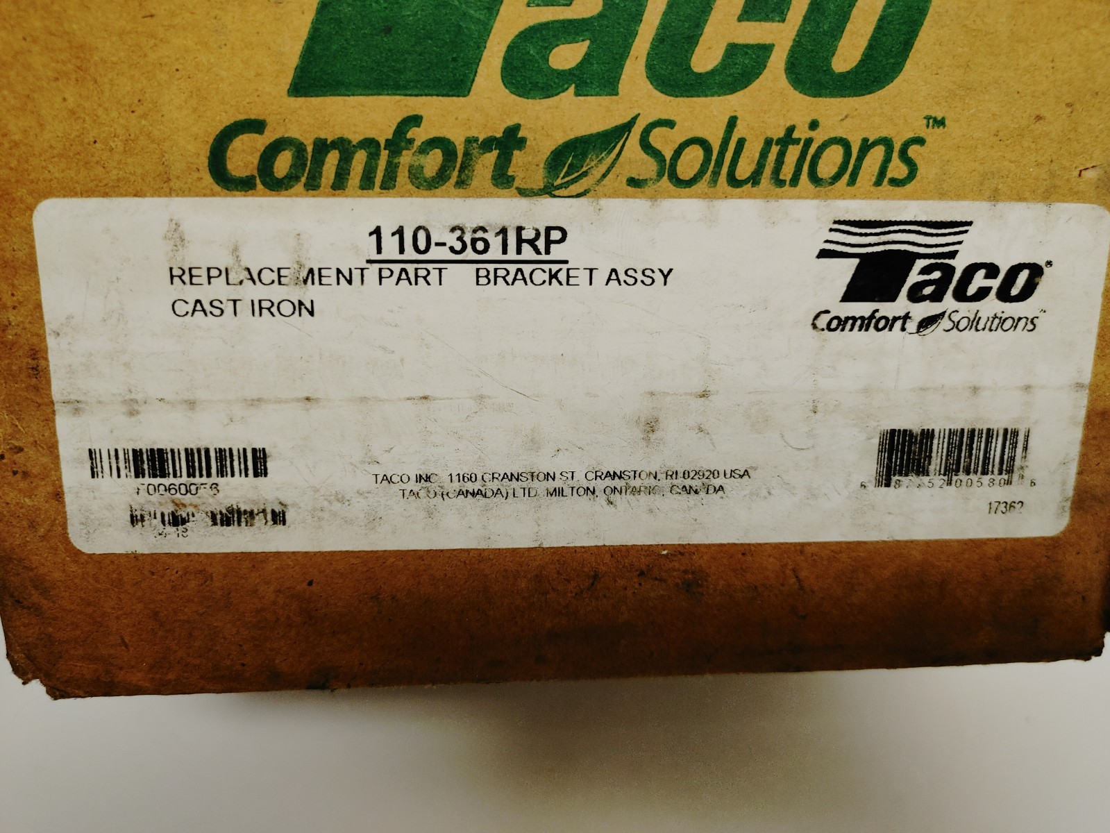 Taco 110-361RP Bracket Assy Cast Iron (SEALED WORN BOX, UNUSED)