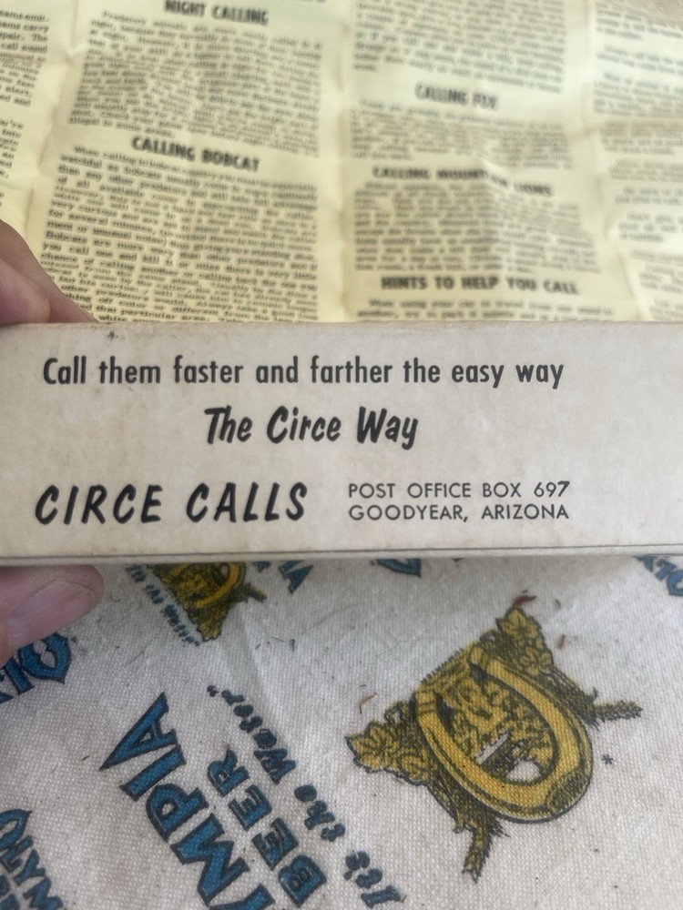 Circe Vintage Bobcat Coyote Fox Predator Call With Box Instructions Pristine !!!