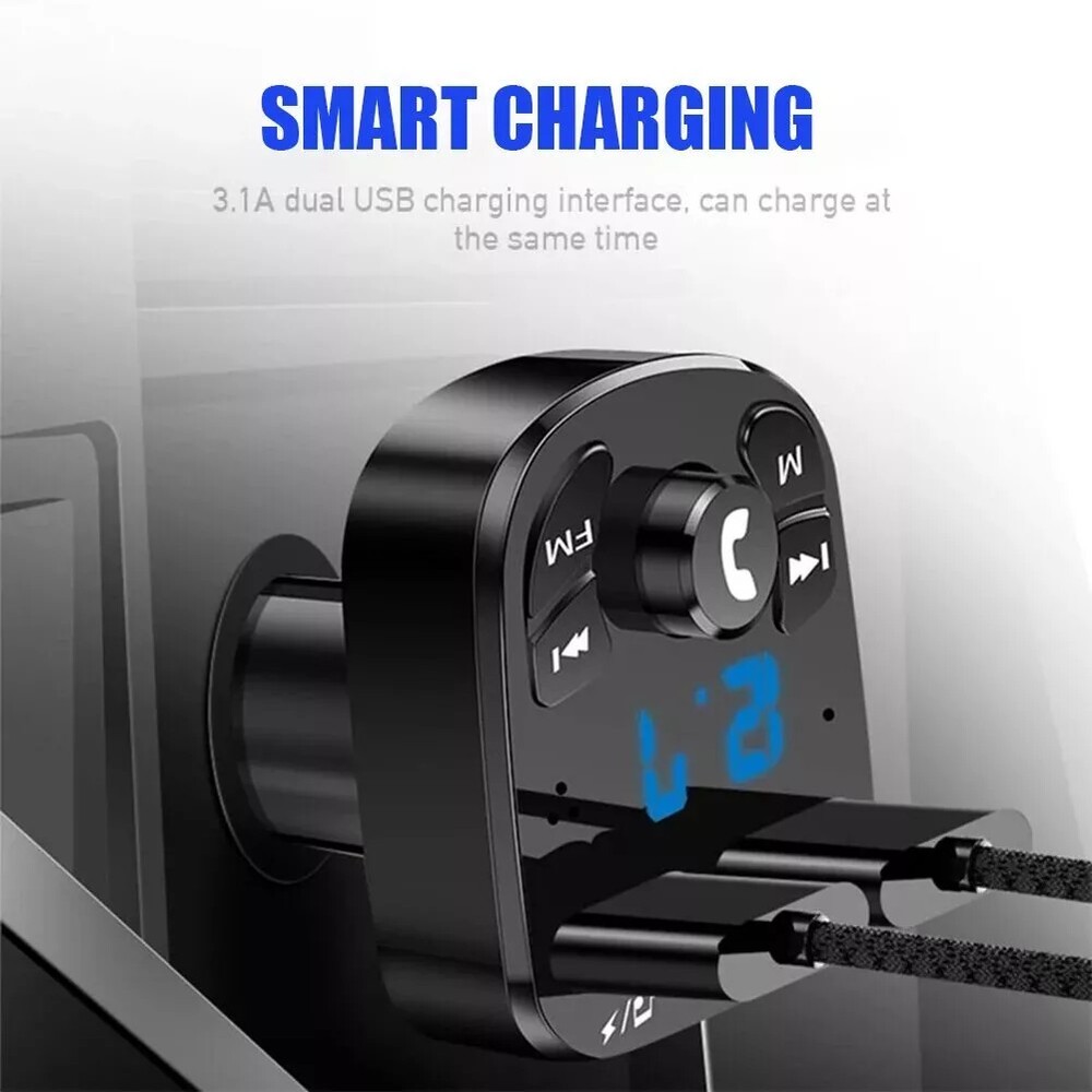 Bluetooth 5.0 Car Wireless FM Transmitter Adapter 2USB PD Charger AUX Hands-Free