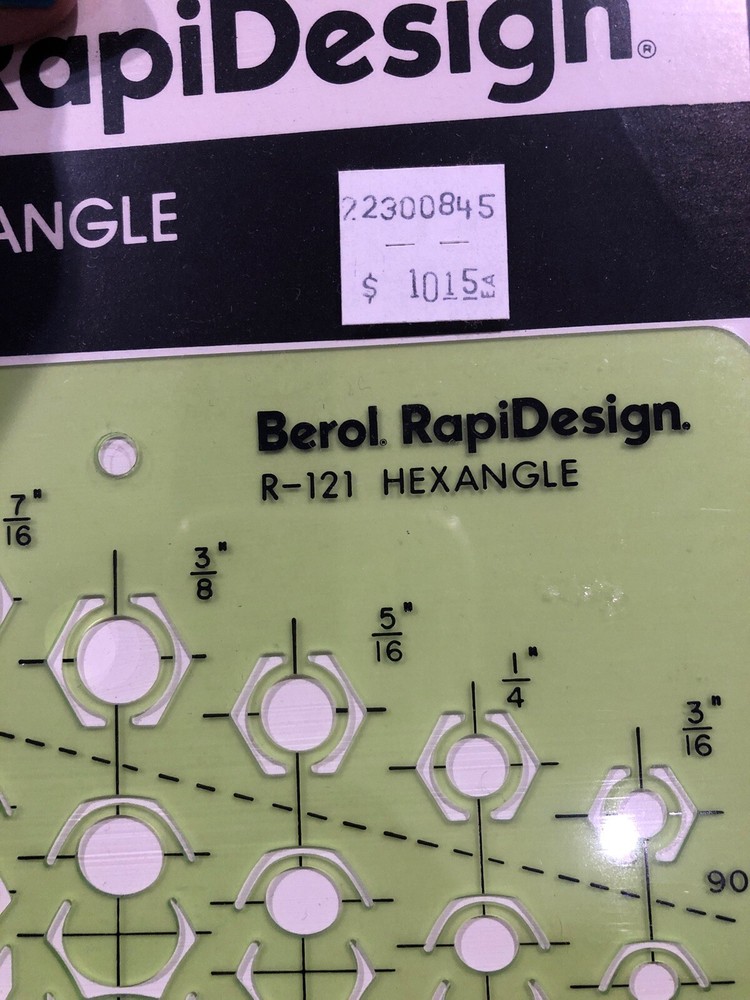 NOS New BEROL RAPIDESIGN R-121 HEXANGLE Drafting Template Vintage
