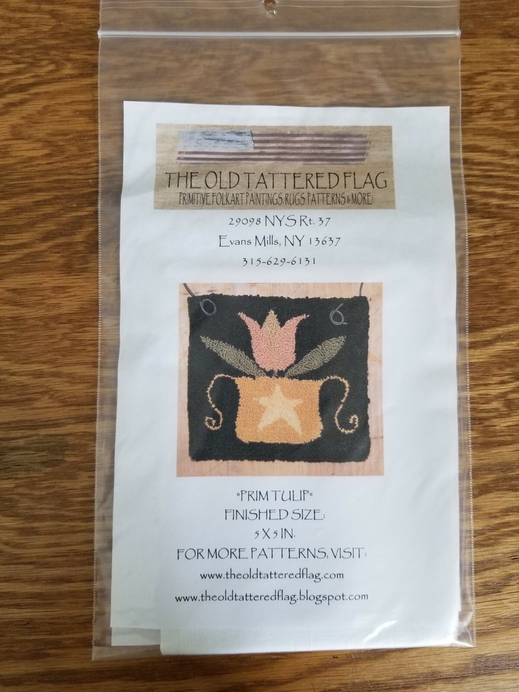 The Old Tattered Flag Punch Needle pattern Prim Tulip ~ Spring