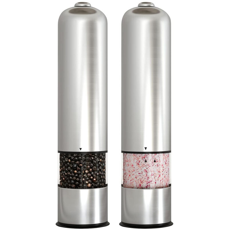 2PACK Adjustable Electric Salt Pepper Grinder Mill Shakers Set Stainless Steel✅