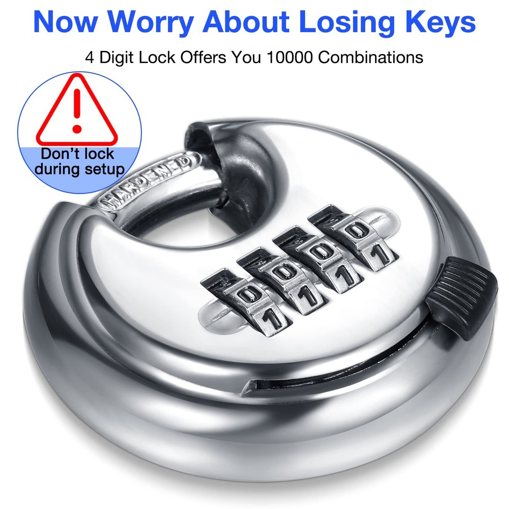 10 Pack 4 Digit Combination Locks Stainless Steel Code Disc Lock Combo