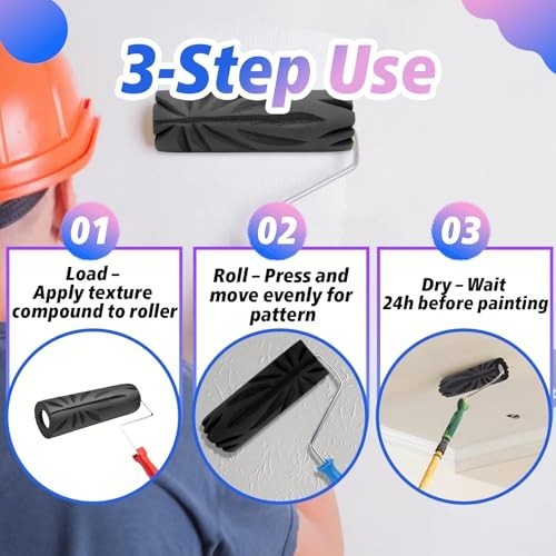 9" Crow's Foot Wall & Ceiling Textured Roller - High-Adhesion Drywall Tool, Easy