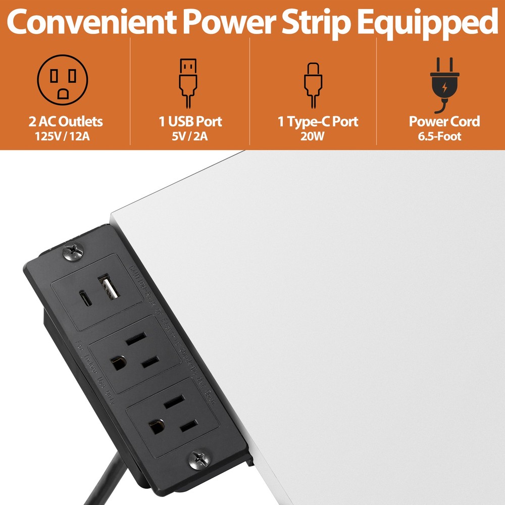 Adjustable Drafting Table with Stool Drawing Desk Artist Table with Outlet White