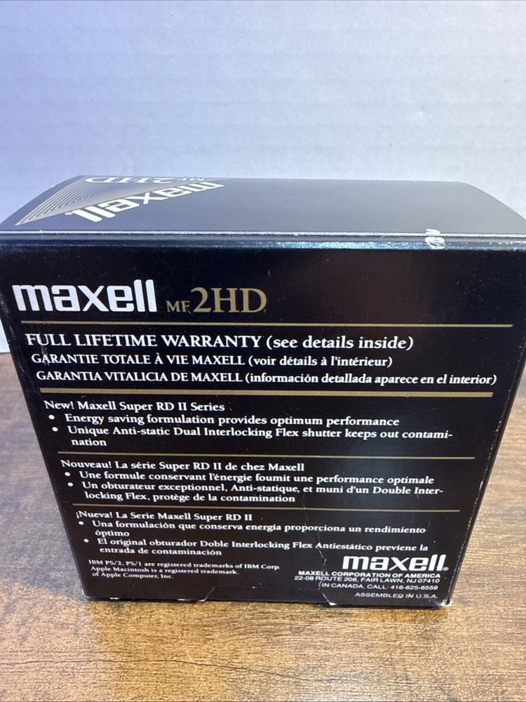 MAXELL MF2HD Micro Floppy Disk 8 total High Density Double Sided 3 1/2 OPEN BOX
