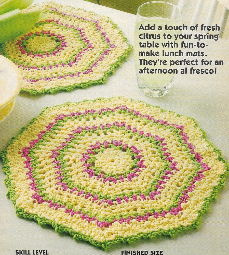 Citrus Lunch Mats crochet pattern instructions