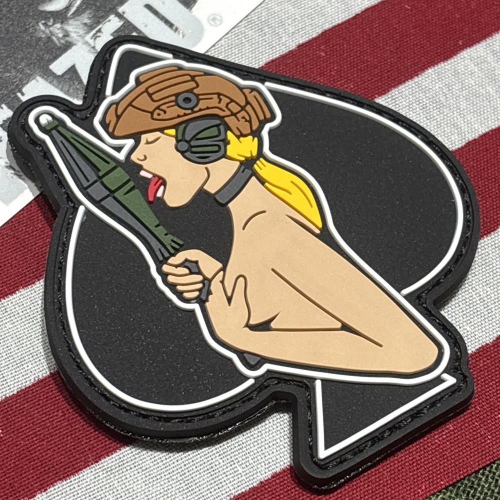 PvC 3D Spade Shaped RPG Lady Morale Tactical Hook And Loop Patch 3.25x3”
