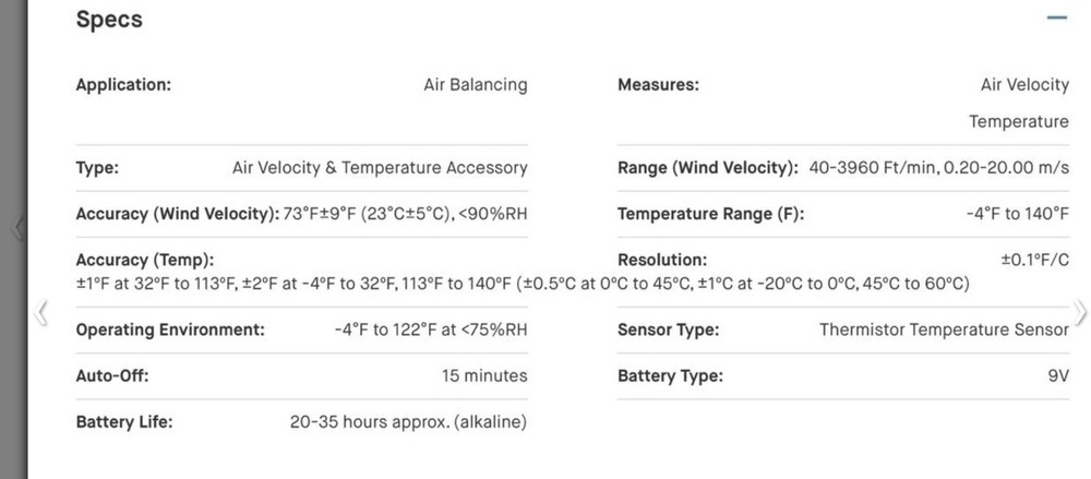 Fieldpiece In-Duct Hotwire Anemometer - Used