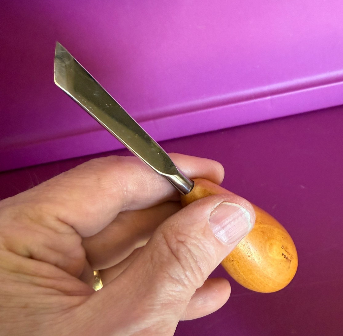 RARE Diobsud Forge 7/16" Wide Double Bevel Woodcarving Skew Chisel In VGC!