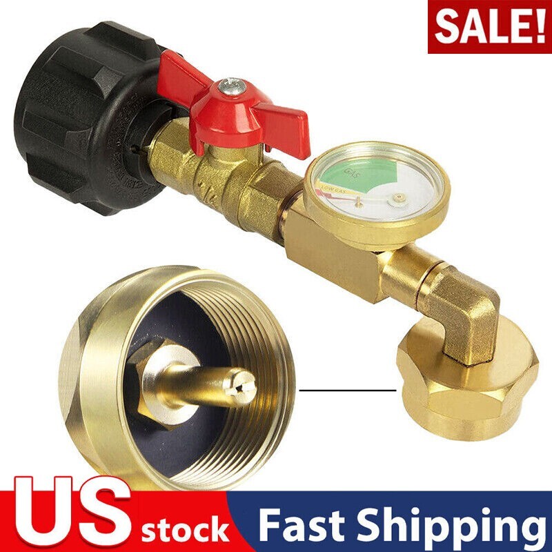 1Lb To 20Lb Tank Propane Refill Adapter With Gauge And ON-Off Control Valve US
