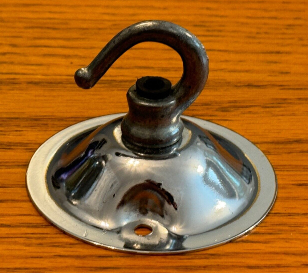 VINTAGE CHROME CHANDELIER CEILING ROSE WITH HOOK