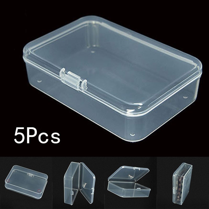 Plastic Box Rectangle Keeper Transparent Crafts Organizer 5pcs Storage