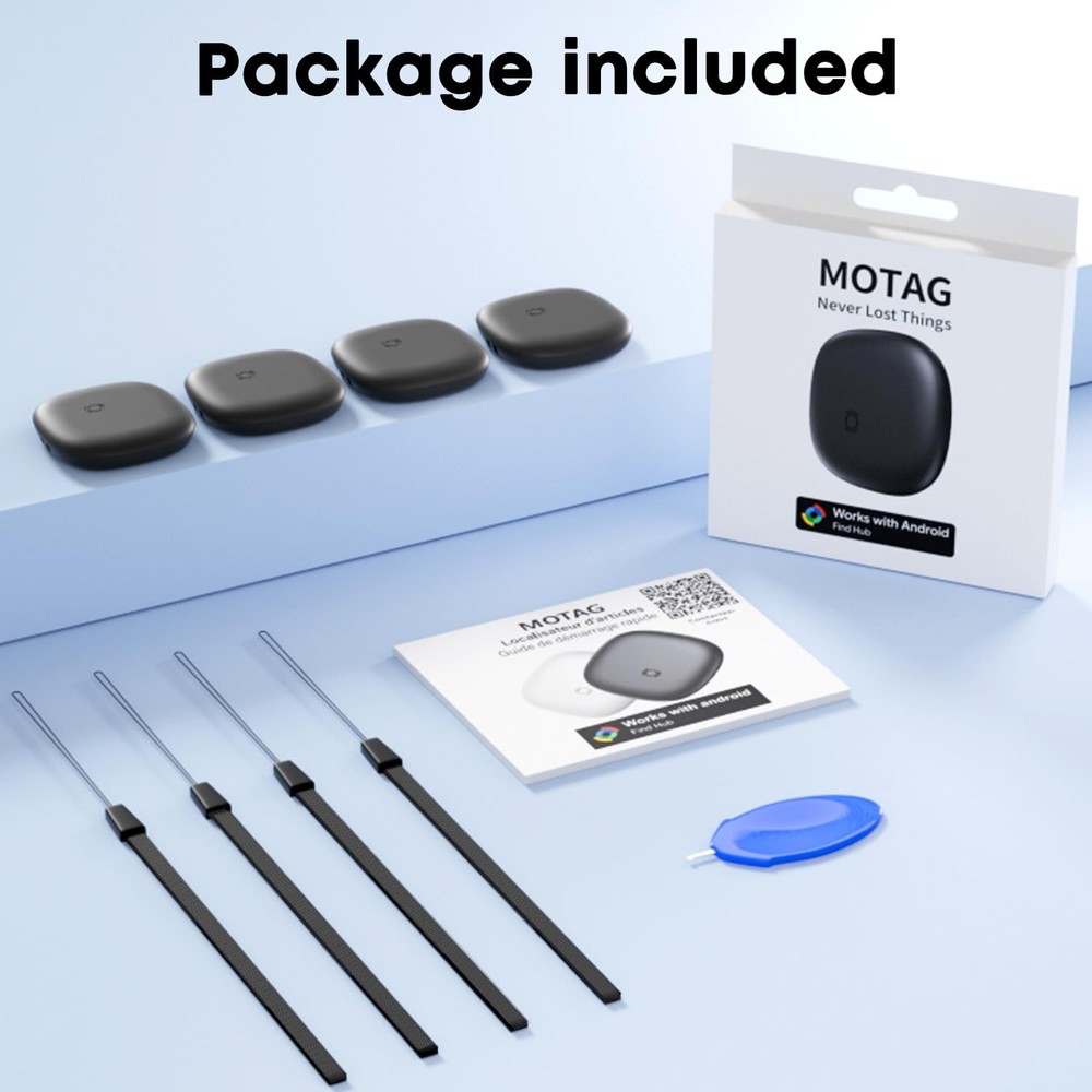 Air Tracker Tags-4 Pack for Android, Android Tag 4pcs, Black