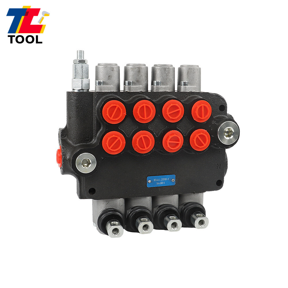 4 Spool 21 GPM 3600 PSI Hydraulic Control Valve Double Acting SAE Ports