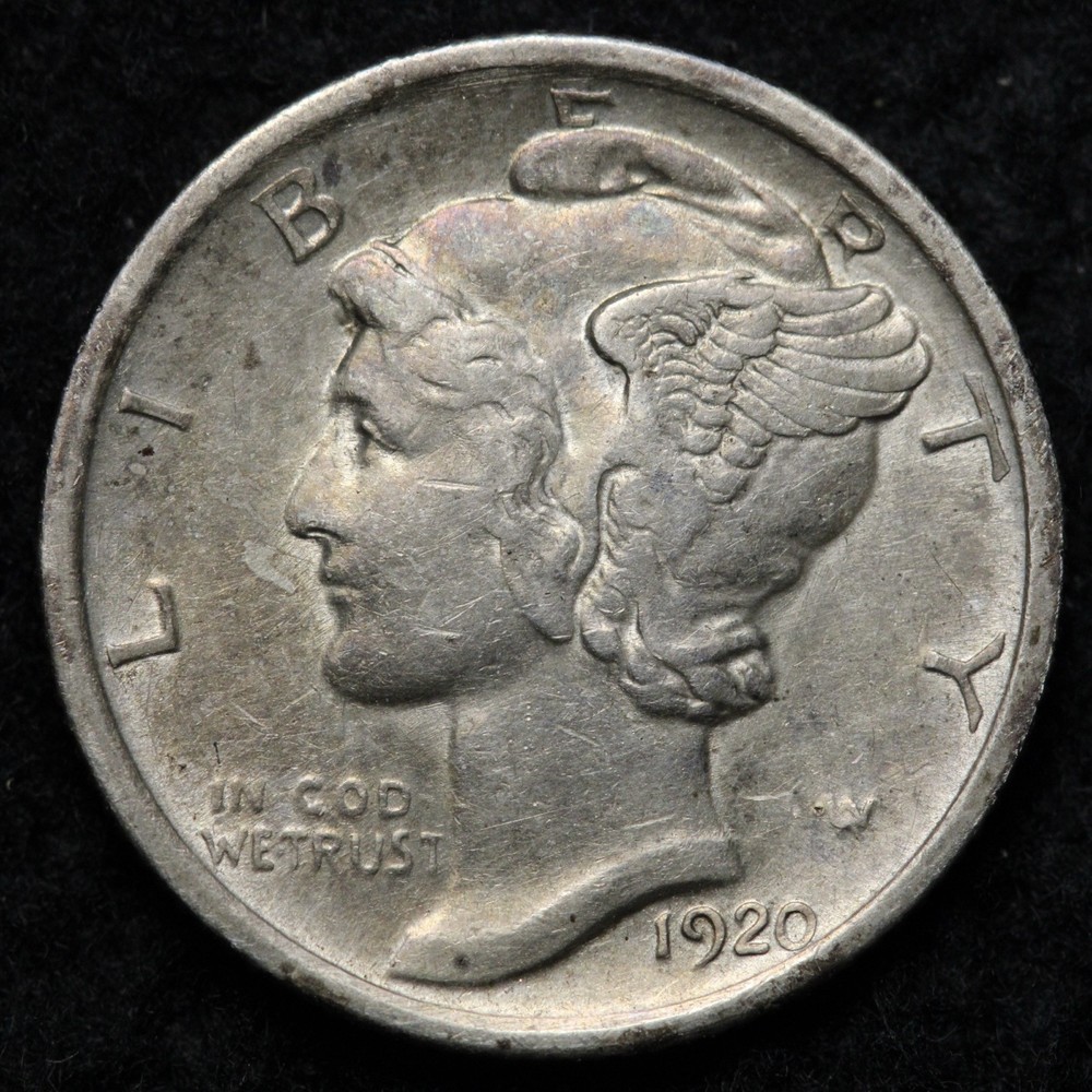 1920 Mercury Silver Dime AU/UNC E245 KRCE