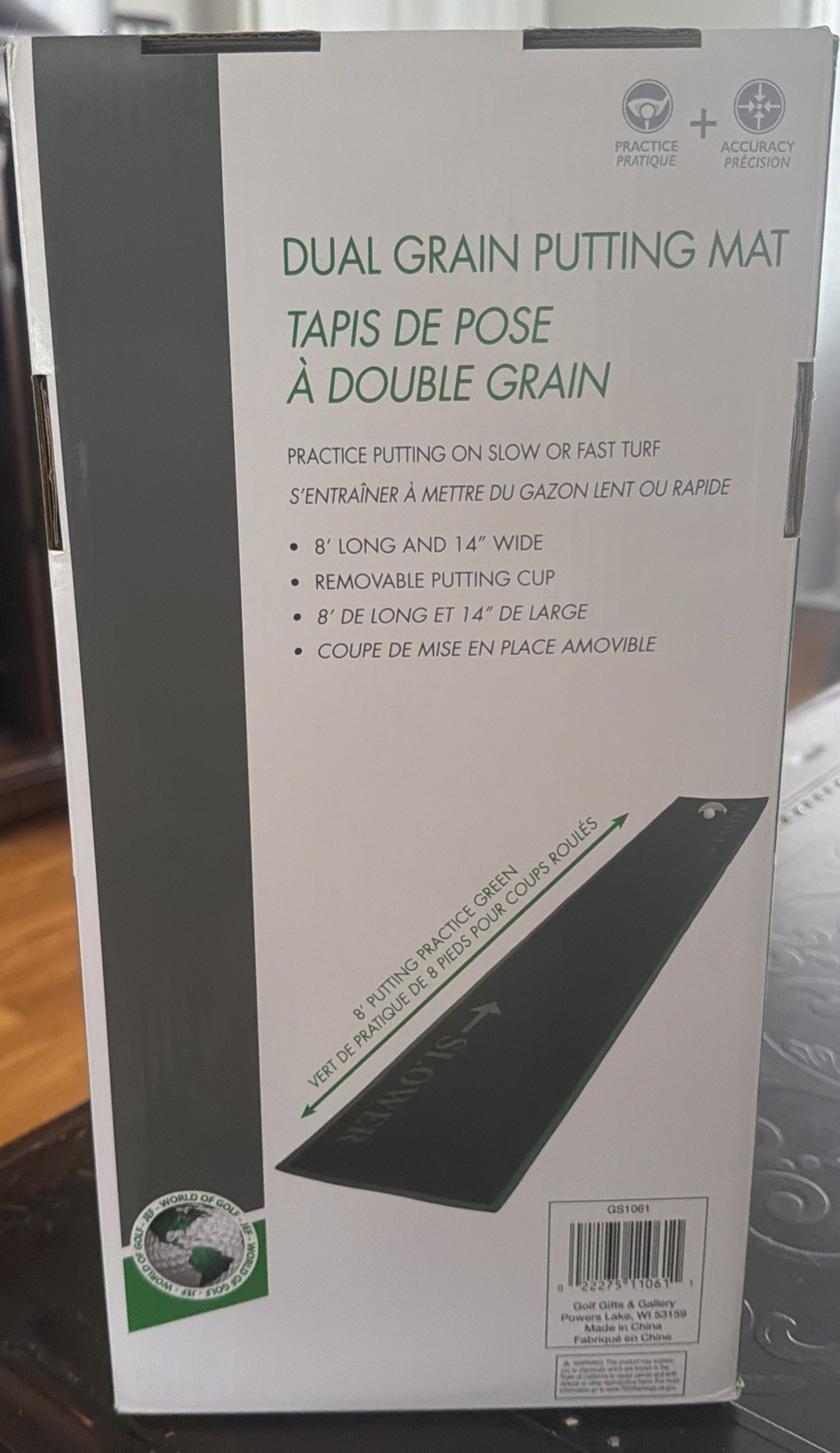 Dual Grain Slow/Fast Turf 8’ Golf Putting Putt Practice Green Mat GREAT GIFT NEW