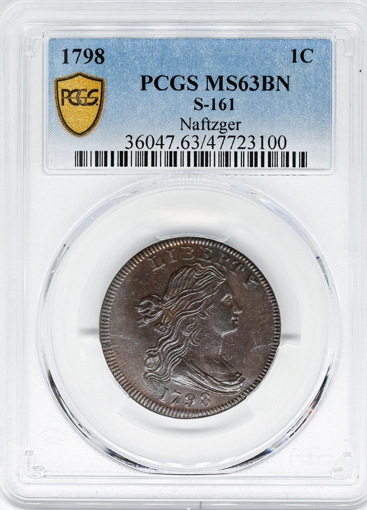 1798 DRAPED BUST 1C PCGS MS 63 BN