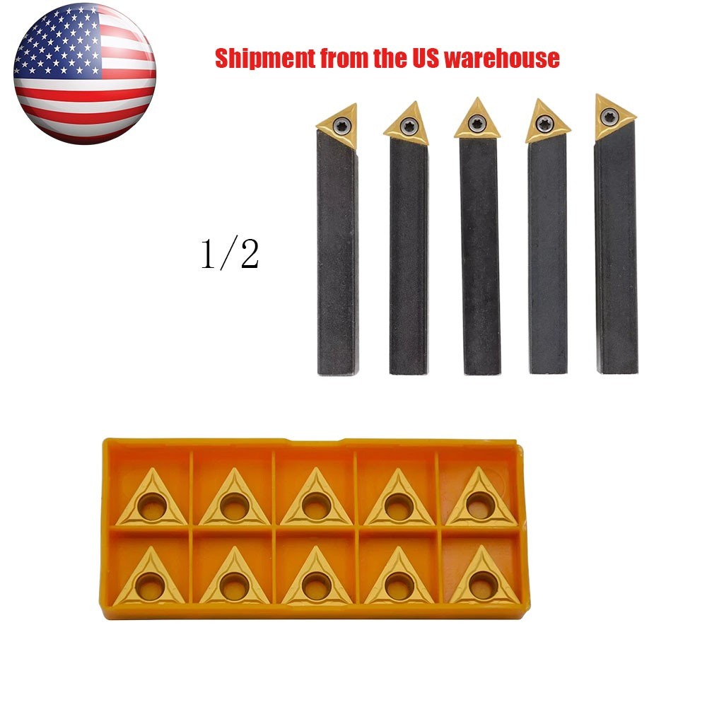 20 pc 1/2" Lathe Indexable Carbide Insert + Turning Tooling Bit Holder Set
