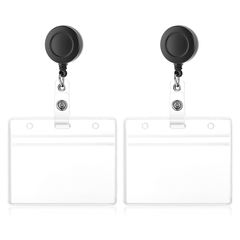 TIESOME 2Pack Soft Plastic Badge Holders with Retractable Horizontal