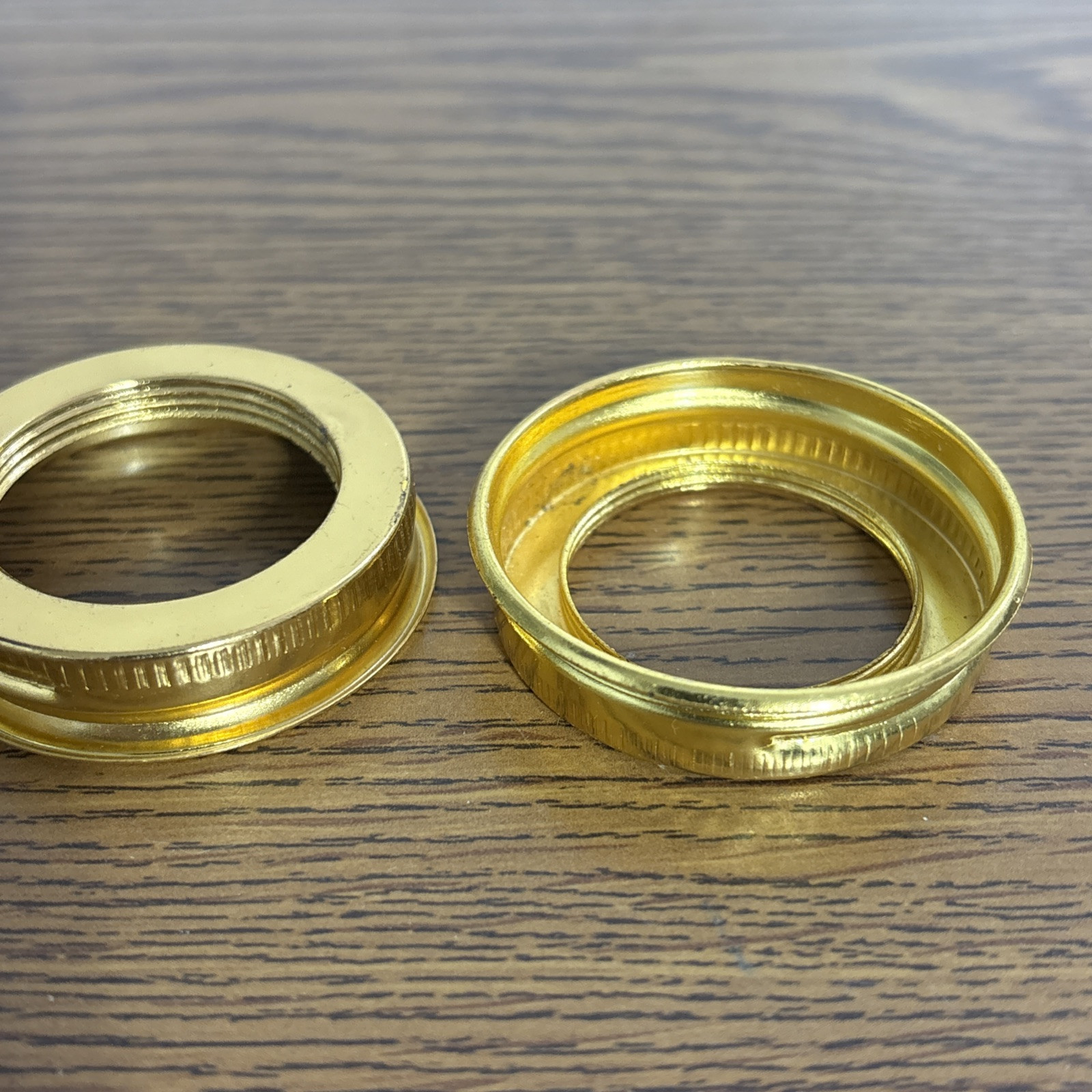 2 Screw On Collars For Oil Lamp Golden Copper Color 1.63” Wide & Fit #2 Burner