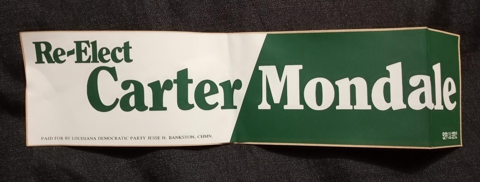 Vintage 1981 Re-Elect Carter Mondale Campaign Brochure, Bumper Sticker, Pin Back
