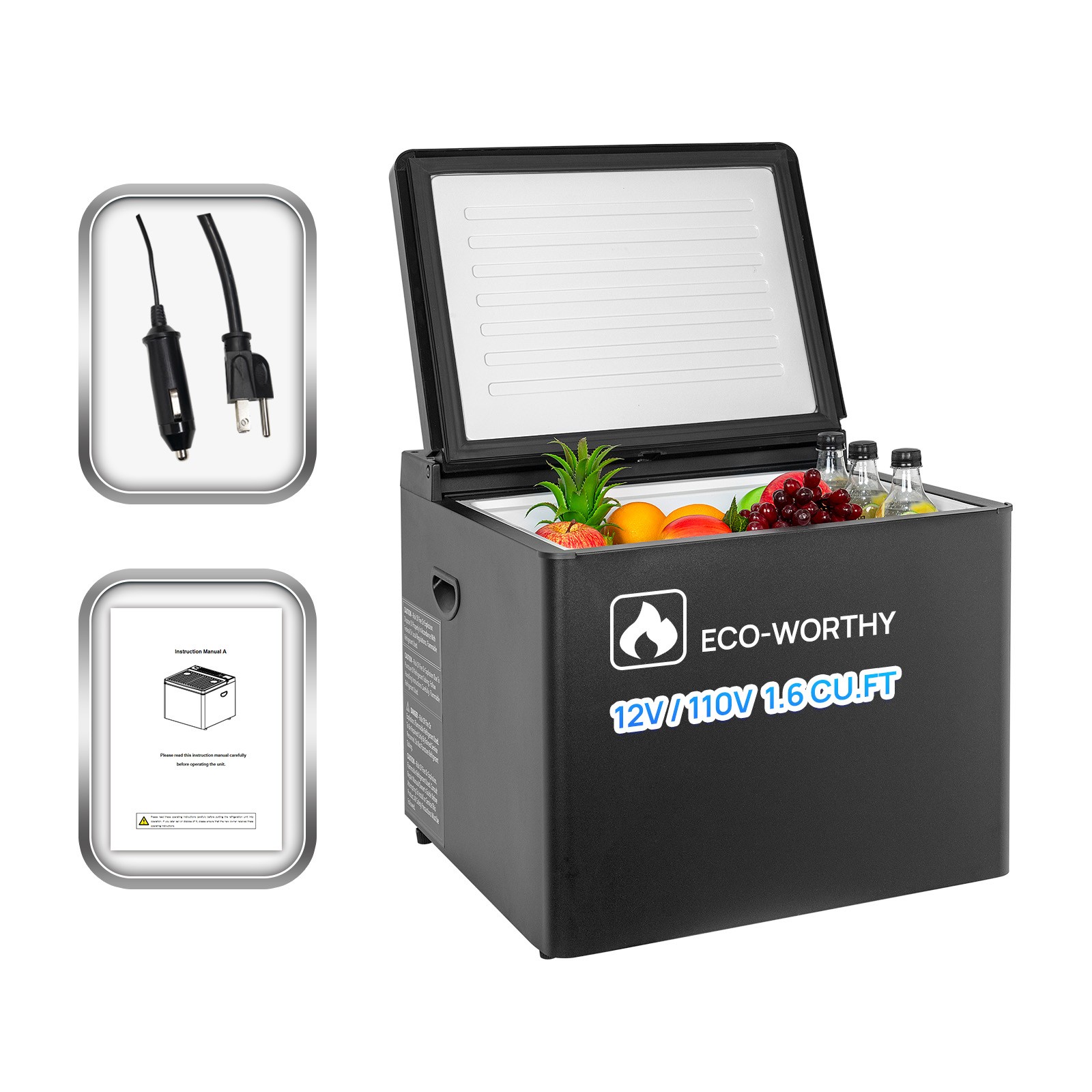 Smad 3 Way Campervan Fridge 1.4cu.ft Gas LPG/12V/110V Quiet Camping Refrigerator