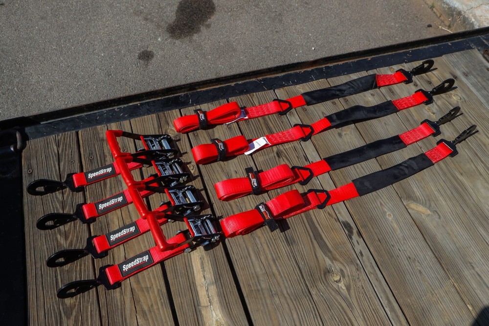 SpeedStrap Red 2"x10' Ratchet Tie-Down W/ Floating Snap Hook and Axel Strap