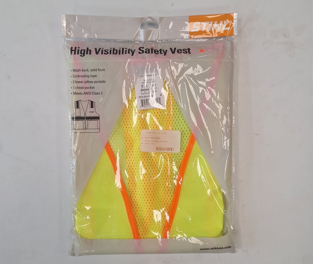 OEM Stihl High Visibility Safety Vest, Mesh Back Solid Front, ANSI Class 2