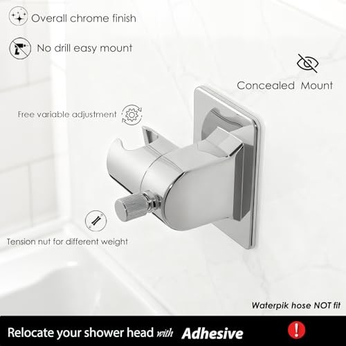 Handheld Shower Head Holder - No Drill - 360 Variable Adjustable - Tension Nut