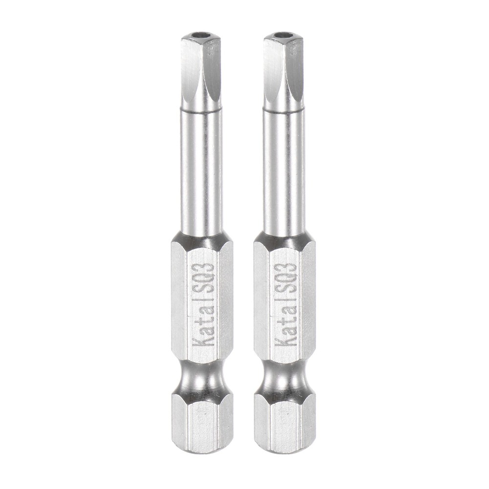 2Pack SQ3 Magnetic Security Square Screwdriver Bits 1/4" Hex Shank 2" Length
