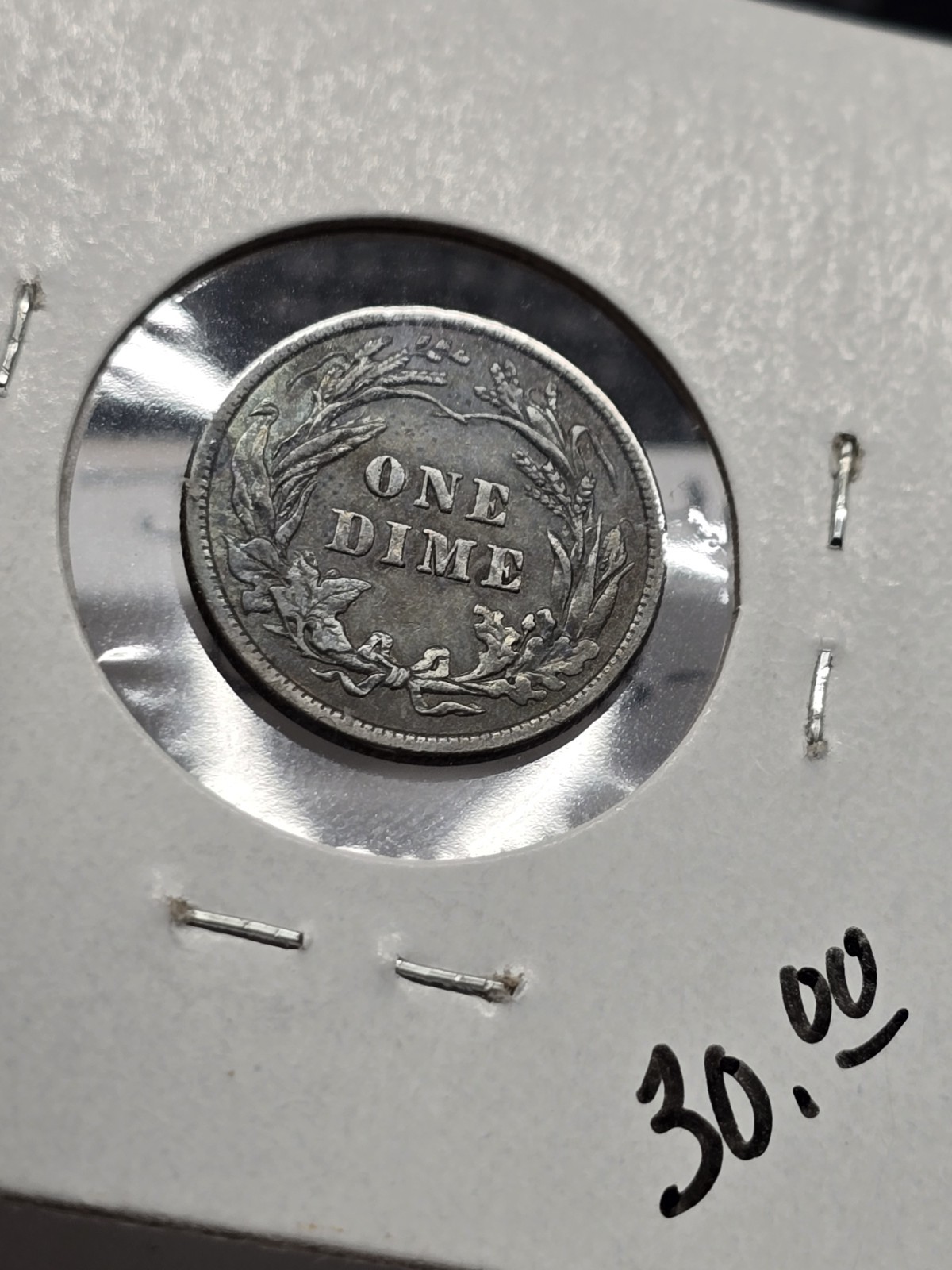 1912 Barber Dime. Dark Full Toning Nice Old Silver Coin