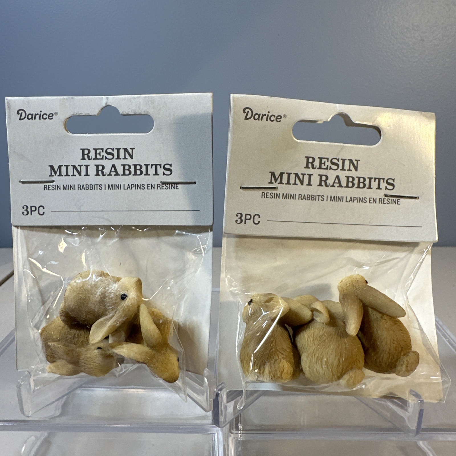6 Resin Mini Rabbits by Darice 2014 New Sealed Light Brown