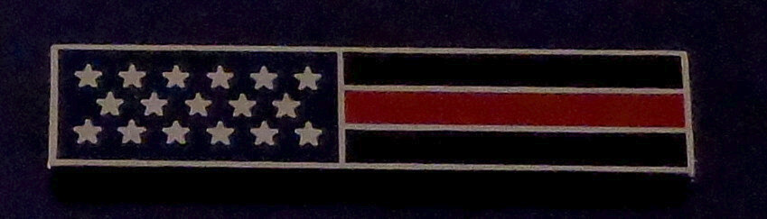 THIN RED LINE US Flag SILVER Uniform Award/Commendation Bar Pin