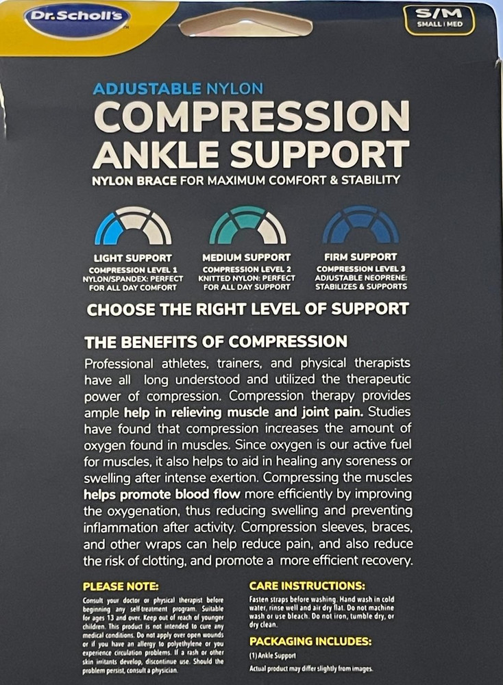 Adjustable Nylon Compression Ankle Circulation Technology Unisex S/M • NEW