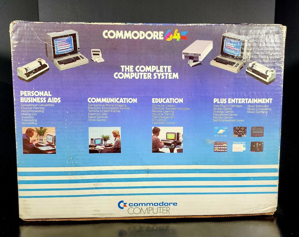 Vintage Commodore 64 Computer C64 In Original Box w/ Inserts & Cables, Powers Up