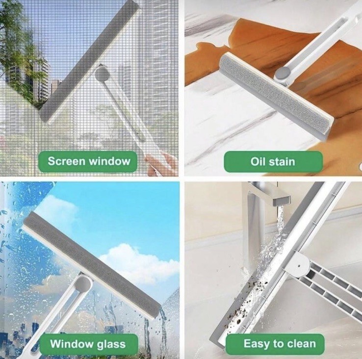 Foldable Rotatable Squeegee & Gap Cleaning Brush Set for Windows, Kitchen, Glass