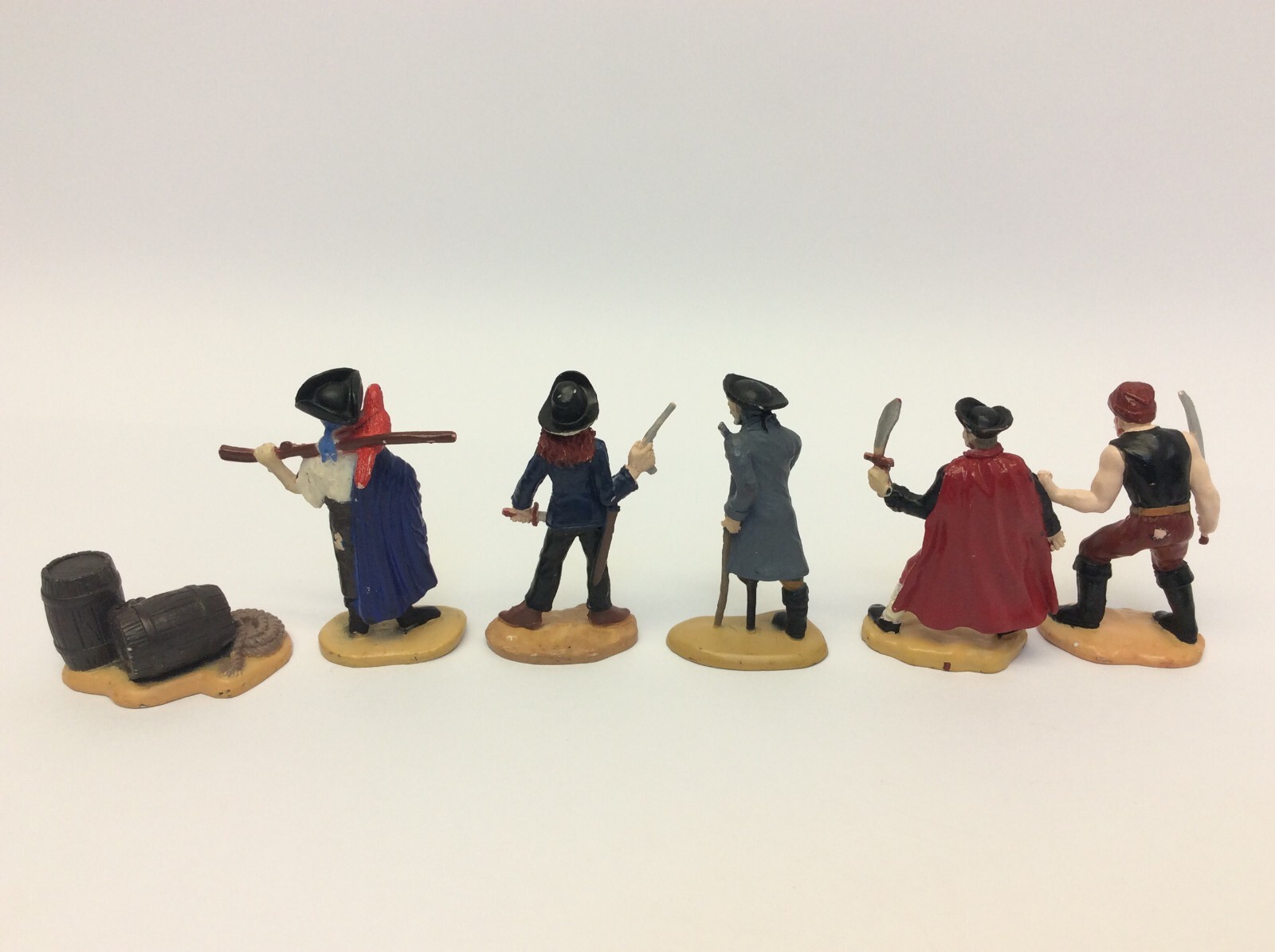 Lot of 6 Safari LTD Pirate Figures Toys Barrels Made in China Figurines