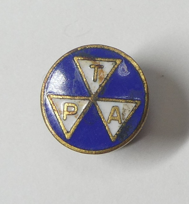 TPA Travelers Protective Association Enamel Lapel Pin Vintage Blue Screwback