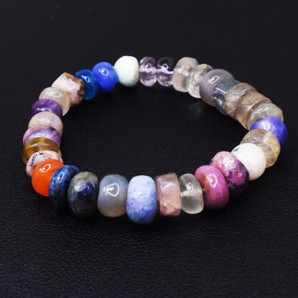 Most Outstanding 150.Cts Agate & Amethyst Beaded Stretchable Bracelet RK 08 E801