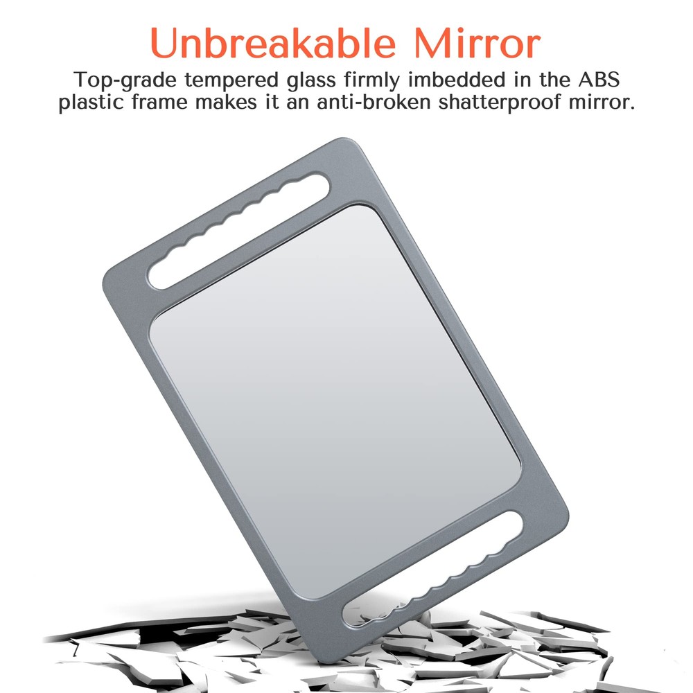 Unbreakable Hand Mirror with Double Handle- Large Handheld Barber Mirror for ...