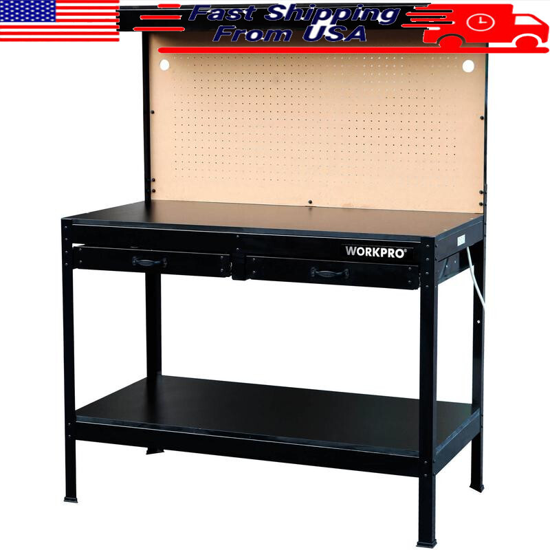 48in Multi-Purpose Workbench LED Light Heavy-Duty Storage Tool Organizer New